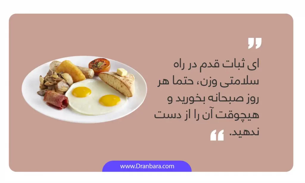 اینفوگرافی درباره لزوم پایبندی به مصرف وعده صبحانه برای تثبیت وزن بهتر